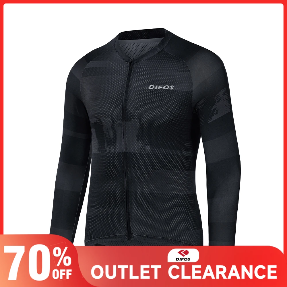 Difos Men's Cycling Jersey Long Sleeve Spring Summer Quick Dry Biker Shirt Breathable Reflective Outdoor Bicycle Sports Clothing
