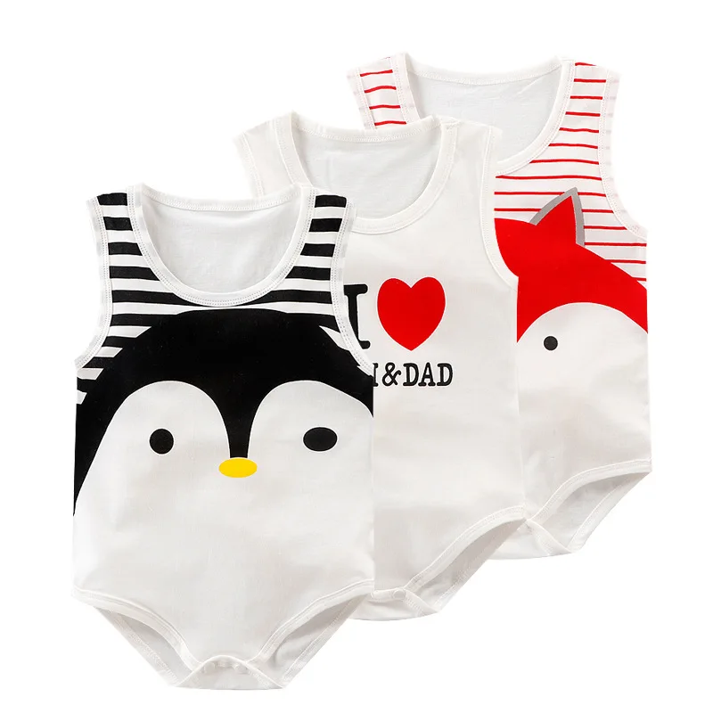 1 Pcs Baby Boys Girls Bodysuit Long Sleeve Cotton Baby Clothes Newborn Body Bebe Kawaii Cartoon Summer Cool Sleeveless Bodysuit