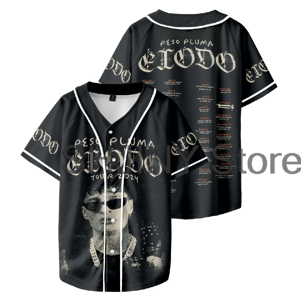 

Peso Pluma Exodo Merch Jersey 2024 Exodo Tour Baseball Jacket Shirts Short Sleeve Black Tee Women Men Streetwear Tops