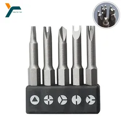 5Pcs Screwdriver Bits Set Triangle Y U Three Four Points 1/4'' Hex Shank 50mm Wind Drill Magnetic Head Screw Wrench Repair Tool