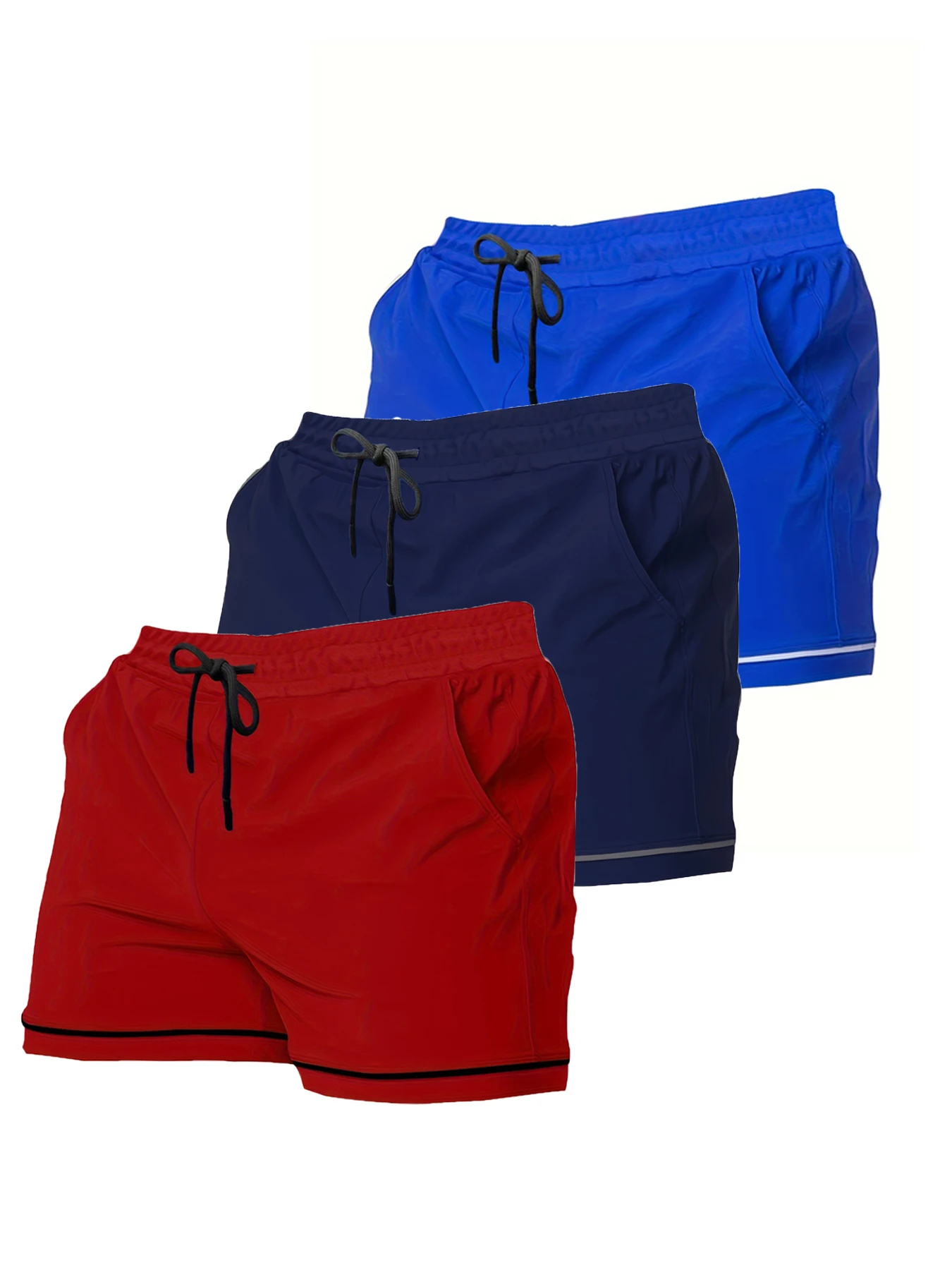 Pantalones cortos de fitness para hombre, secado rápido, deportes de baloncesto, correr, entrenamiento, ocio de playa al aire libre, tres piezas, Europeo, nuevo