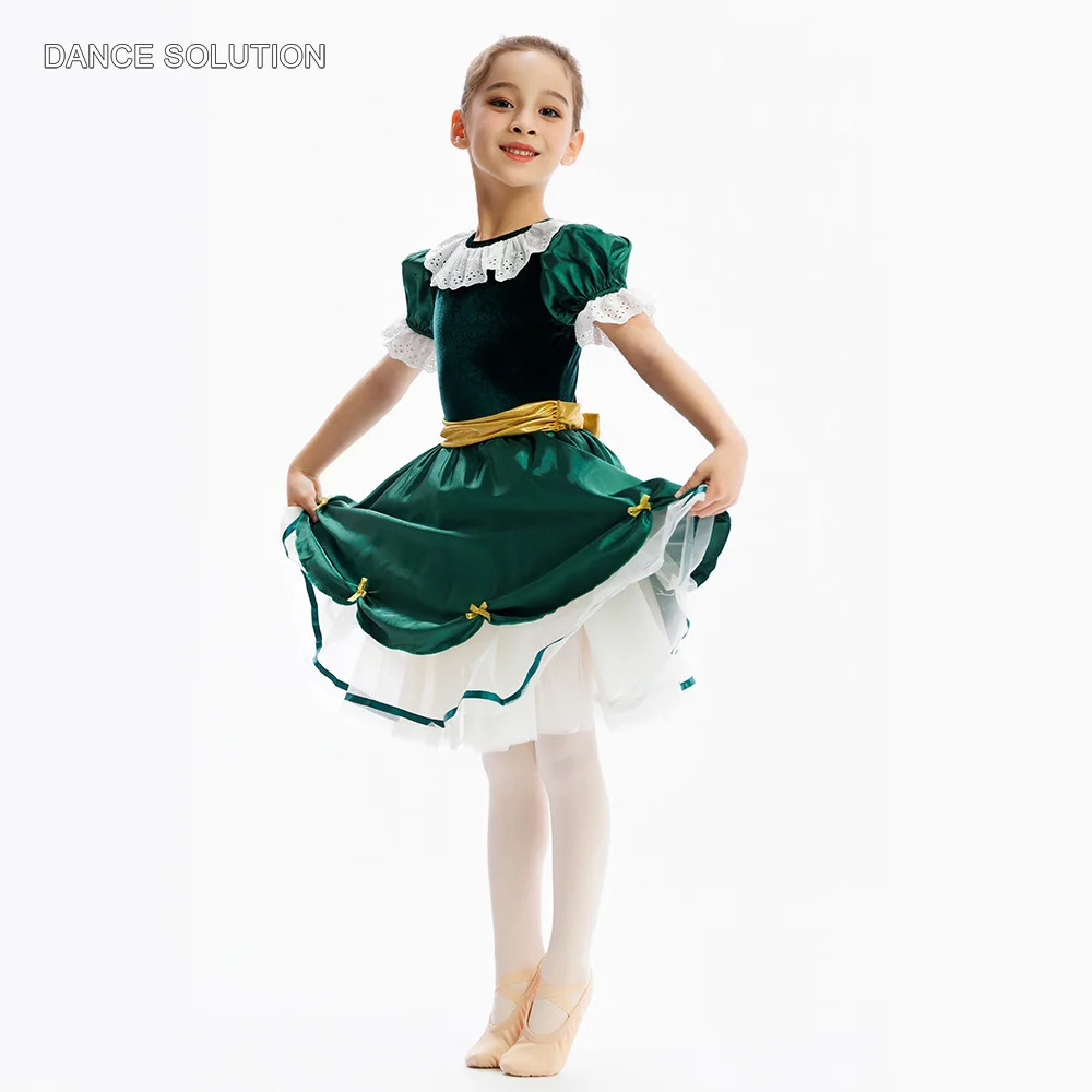 c25067-ストレッチベルベットとストレッチサテンのバレエチュチュ、舞台用バレエ衣装、くるみ割り人形パーティー用バレエ衣装