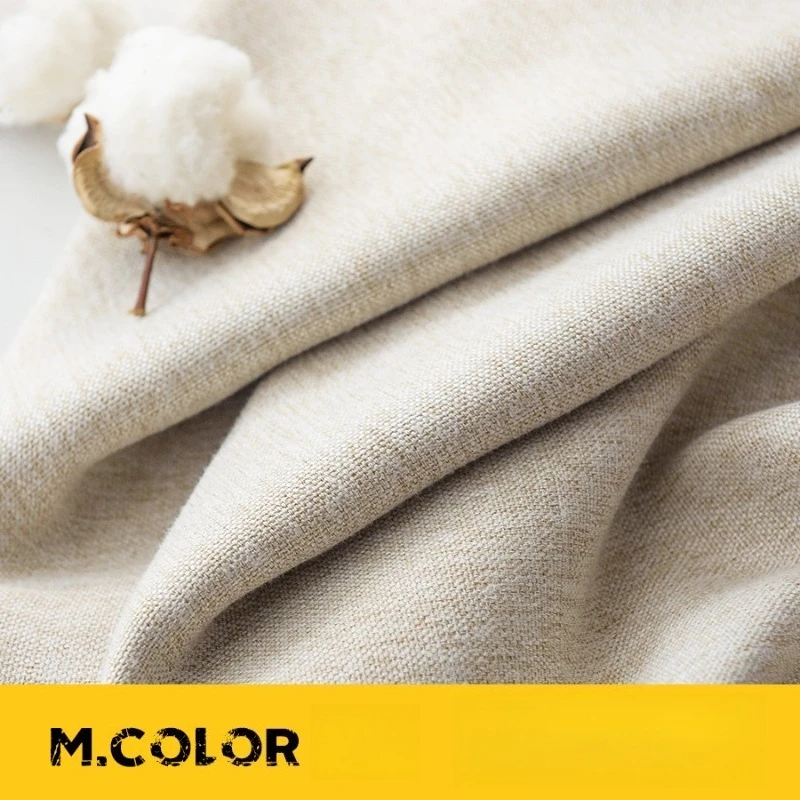 Modern Minimalist Cotton Linen Curtains for Living Room Bedroom Solid Color Thick High Blackout Linen Textured Custom Size