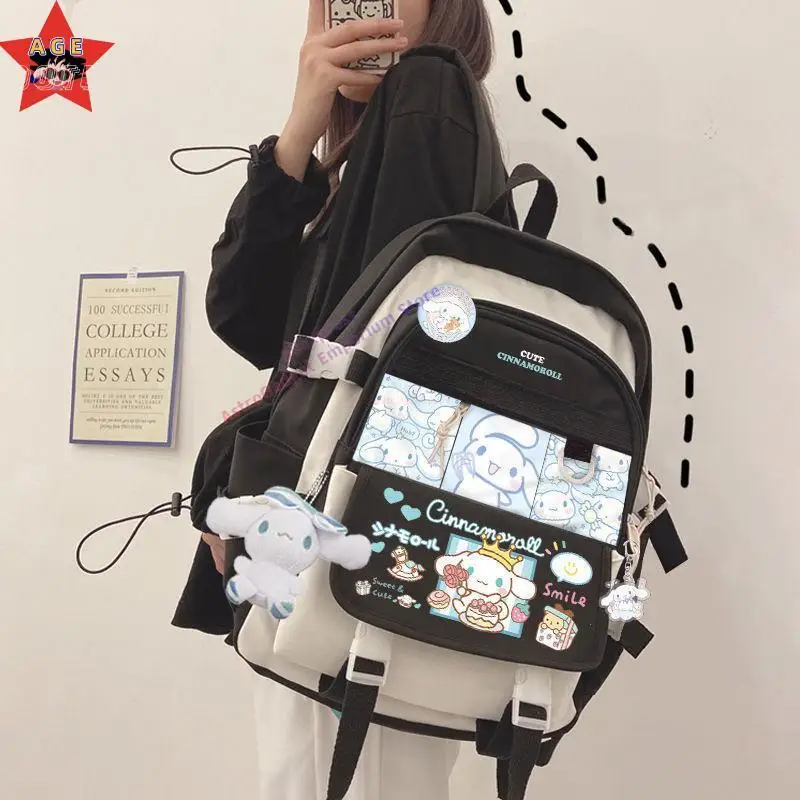 

Sanrio плюшевая игрушка Cinnamoroll рюкзак для детей мальчиков девочек черный Y2k Синий Школьный Рюкзак кавайная школьная сумка для компьютера большой