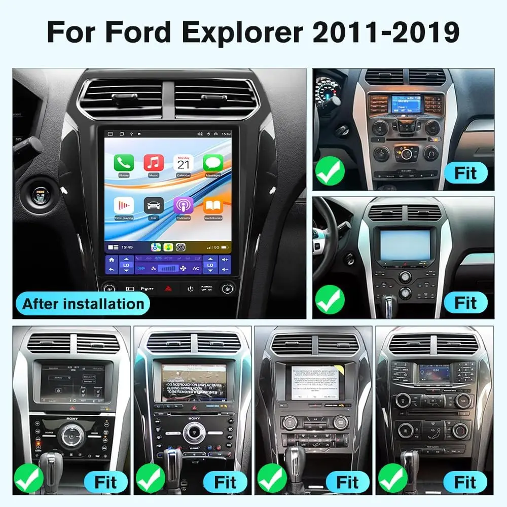 Junsun Android Head Unit Car Radio with GPS Navigation DSP for Ford Explorer 2011-2019, 9.7 Inch 12.1 Inch Touch Screen Car Stereo with Wireless CarPlay DSP Bluetooth GPS Navigation Multimedia Player