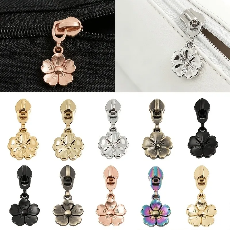 5/10pcs Multi-colored flower zipper pull crossbody bag/cosmetic bag/clothing sewing detachable DIY decorative zipper accessories