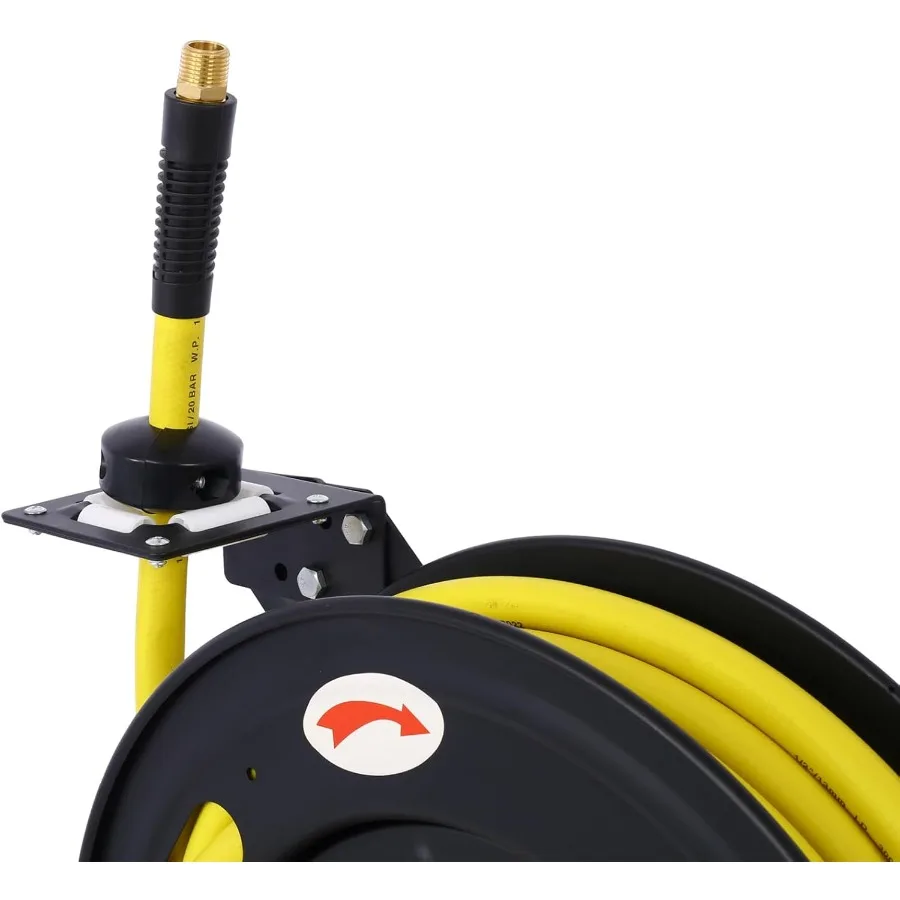 자동 되감기 메커니즘이 있는 1/2인치 직경, 50피트 길이의 중형 리트랙터블 에어 호스 릴 산업용