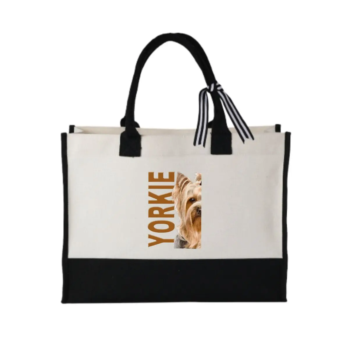 

Портрет Yorkie, художественный тематический дизайн, модная лоскутная холщовая подарочная сумка