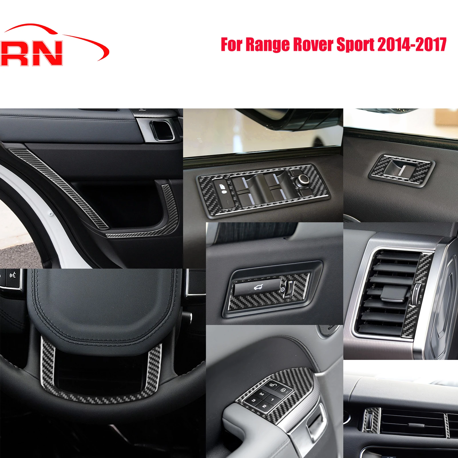 

Для Range Rover Sport 2014-2017 модифицированное углеродное волокно, внутренняя дверная панель автомобиля, оконный подъемник, воздуховыпускное отверстие, наклейка на внутреннюю панель
