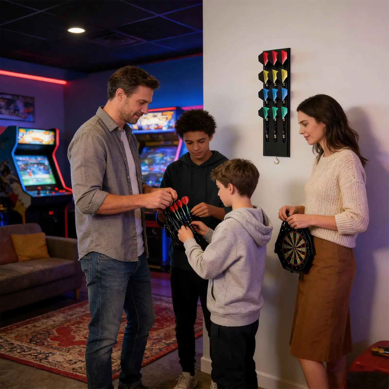 

Настенный держатель для дротиков на 12 отверстий, аксессуары для развлечений на вечеринках, подставка для дротиков для игроков, соревнователей, домашней игровой комнаты, бара, офиса