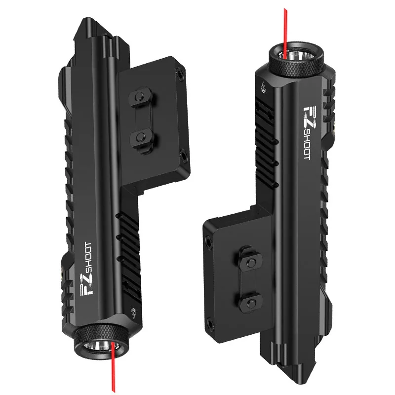 

Tactical Flashlight 2400 Lumens Rifle Laser Light Rechargeable Picatinny and M-Rail Red Light Laser Beam Strobe Mode