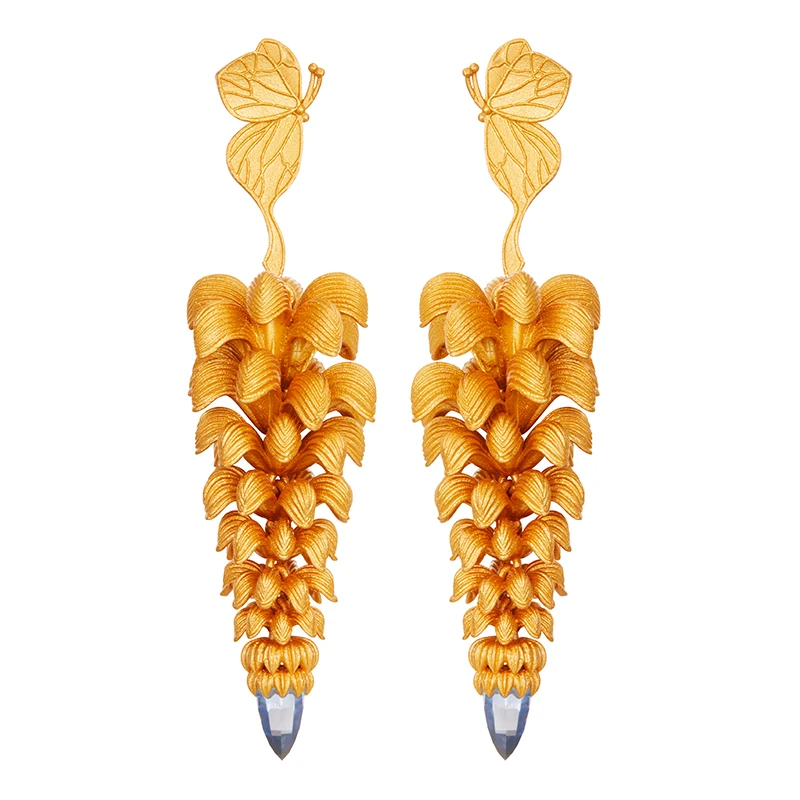 

18K gold plated Ear of Wheat Earings FIne Jewelry for woman gift with Blue Topaz Stone earings Fashion Gemstone