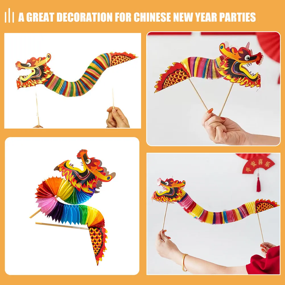 

2Pcs Paper Dragon Decoration Chinese New Year Handheld Party Ornament Photo Prop Spring Festival Dragon Decor New Year Party