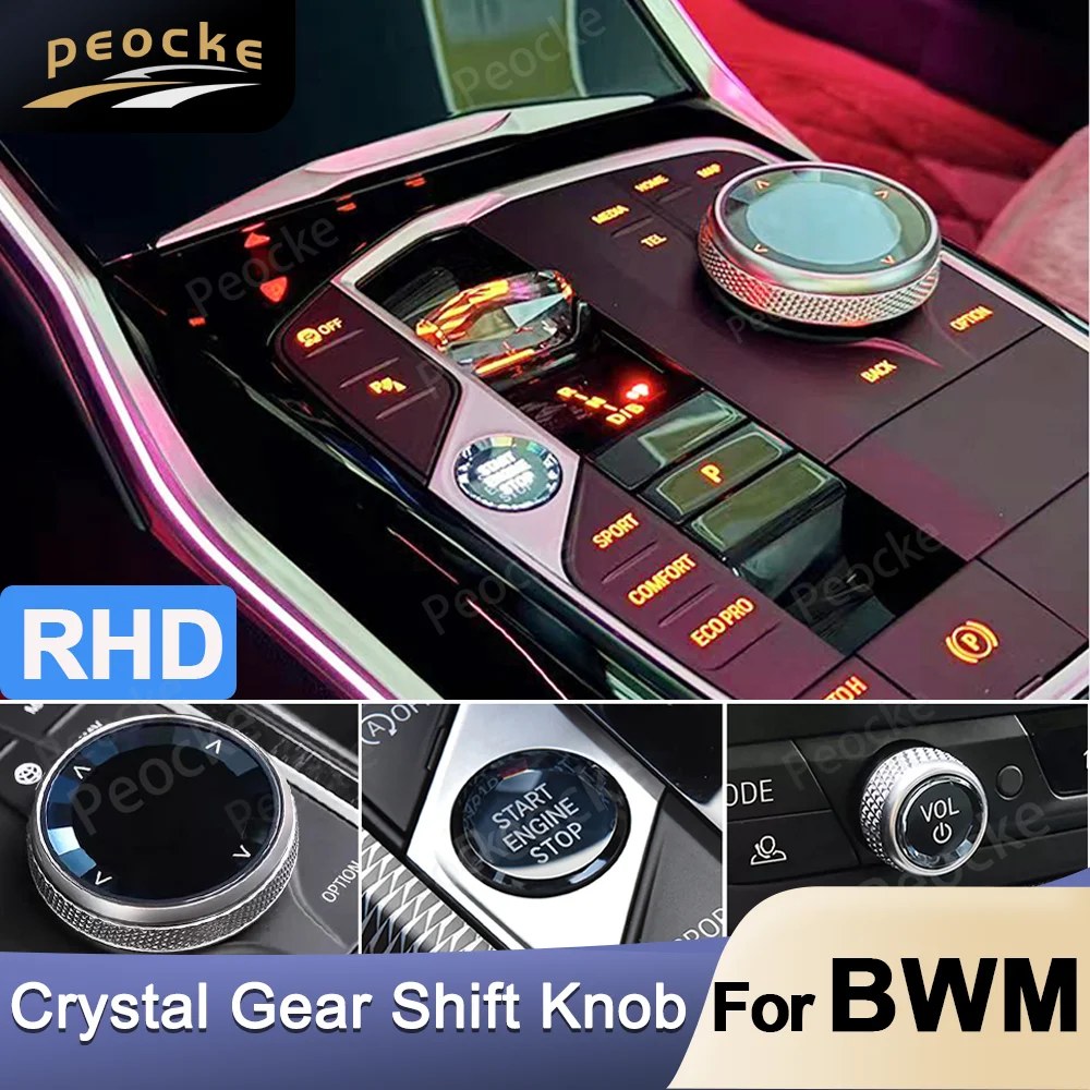 

RHD Crystal Gear Shift Paddles Kit for BMW X5 G05 G20 G21 G28 G12 ix3 G08 X6 G06 i7 G70 X7 G07 i4 G26 Crystal Gear Lever Knob