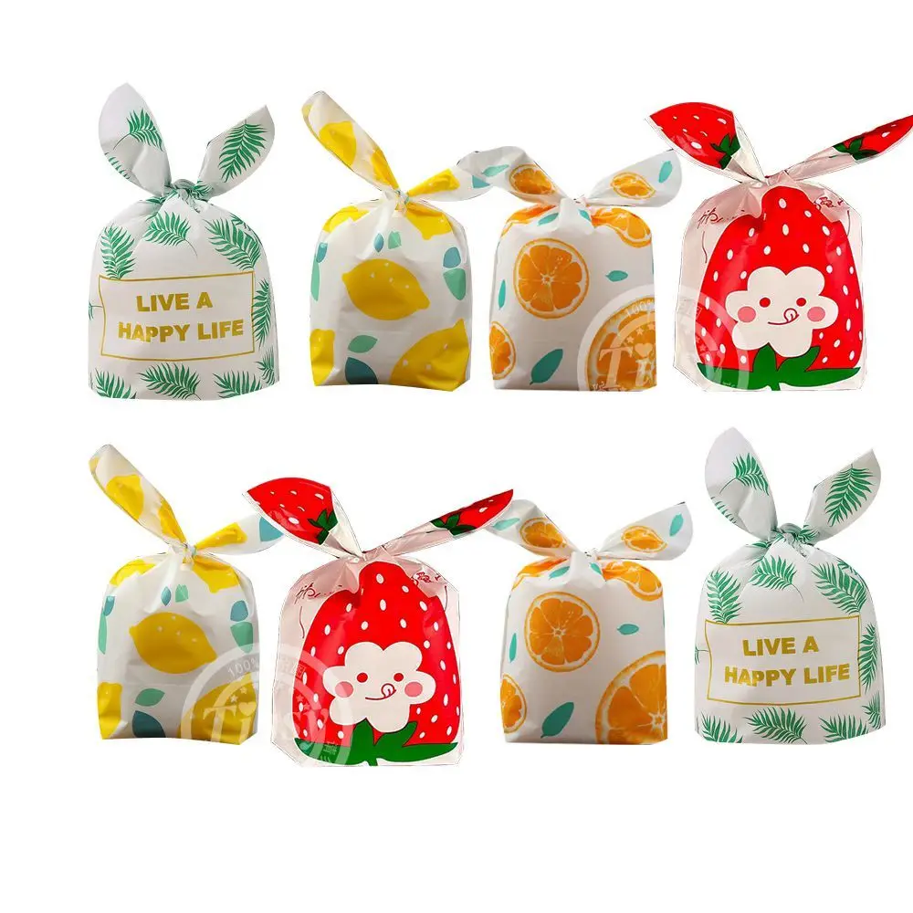 10/20pcs Summer Fruit Candy Bags Flower Lemon Orange Rabbit Ear Bags For Kids Summer Birthday Biscuit Gifts Packaging Supplies