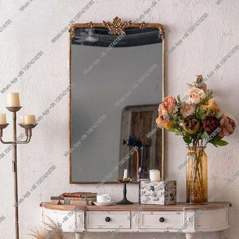 

Xx Wrought Iron Imitation Copper Bar Dessert Shop Decorative Mirror Retro Old Washing Table Mirror Clothing Store Fitting Mirror
