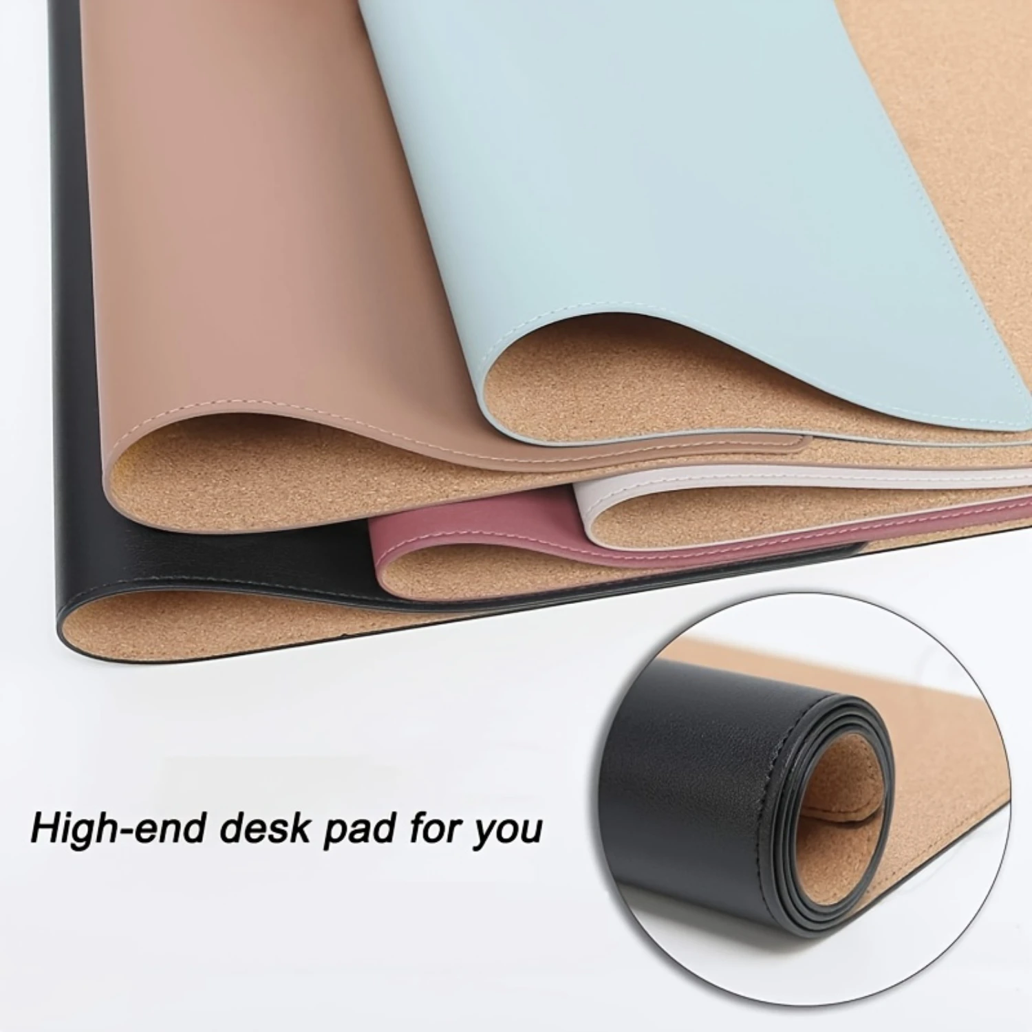 Upgrade Your Workspace with a Luxurious Double-Sided Desk Pad - Natural Cork & Leather!