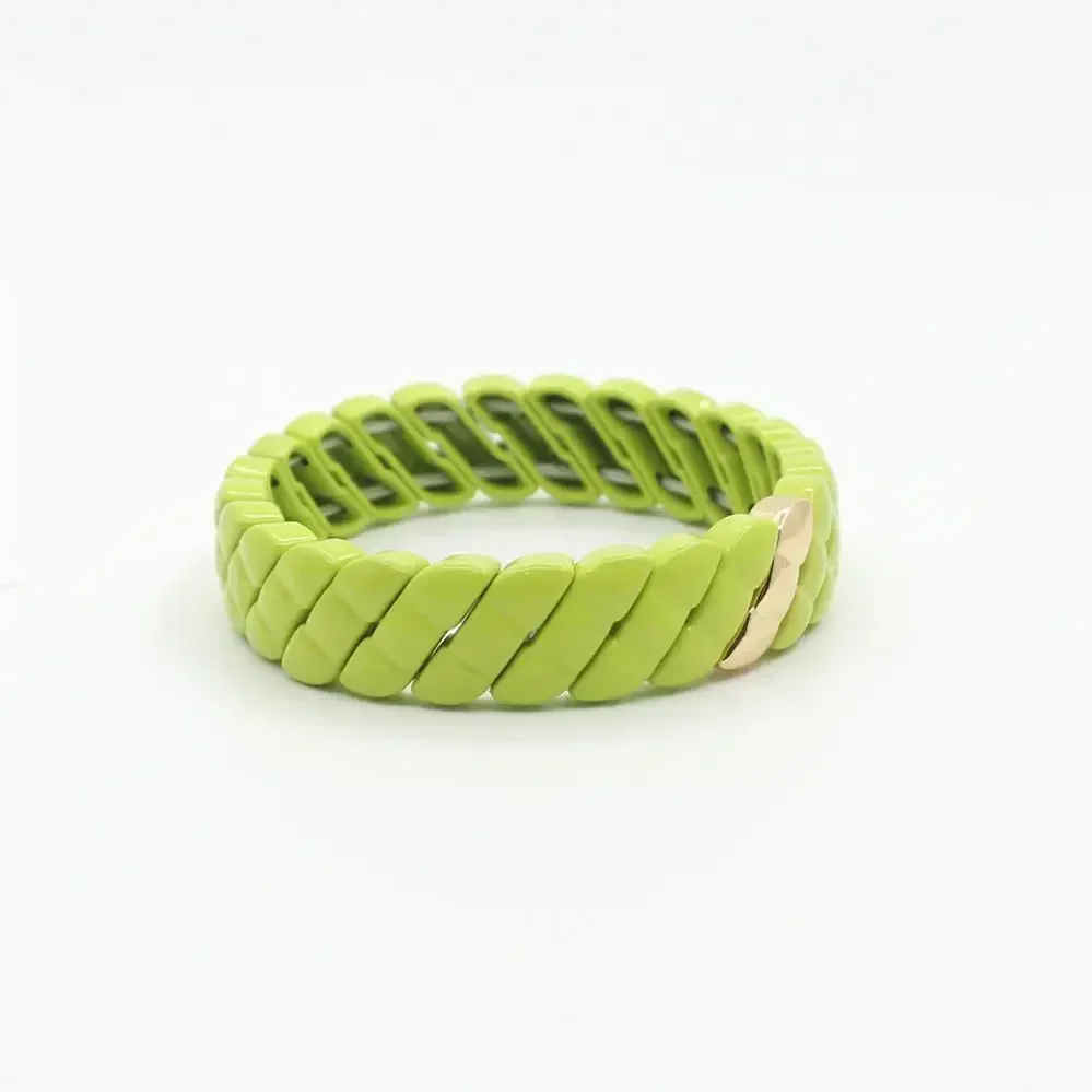 Geometric Irregular Shape Multicolor Plant Peanut Enamel Bead Bracelet Dopamine Girls Elastic Bracelet Accessories