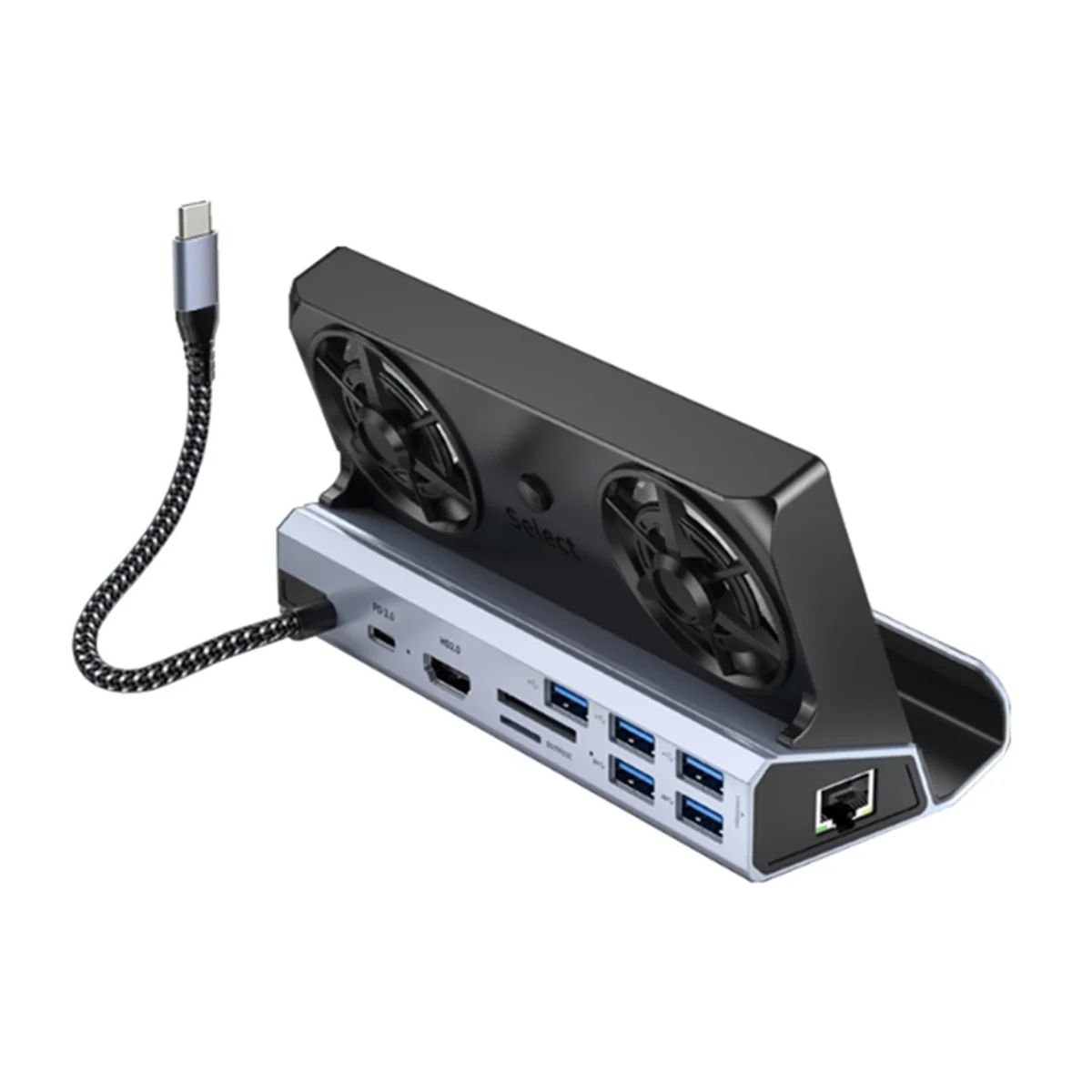 A04V  10-in-1 Docking Station HUB for OLED& Ally X & Legion Go Dual Cooling Fan 4K -Compatible
