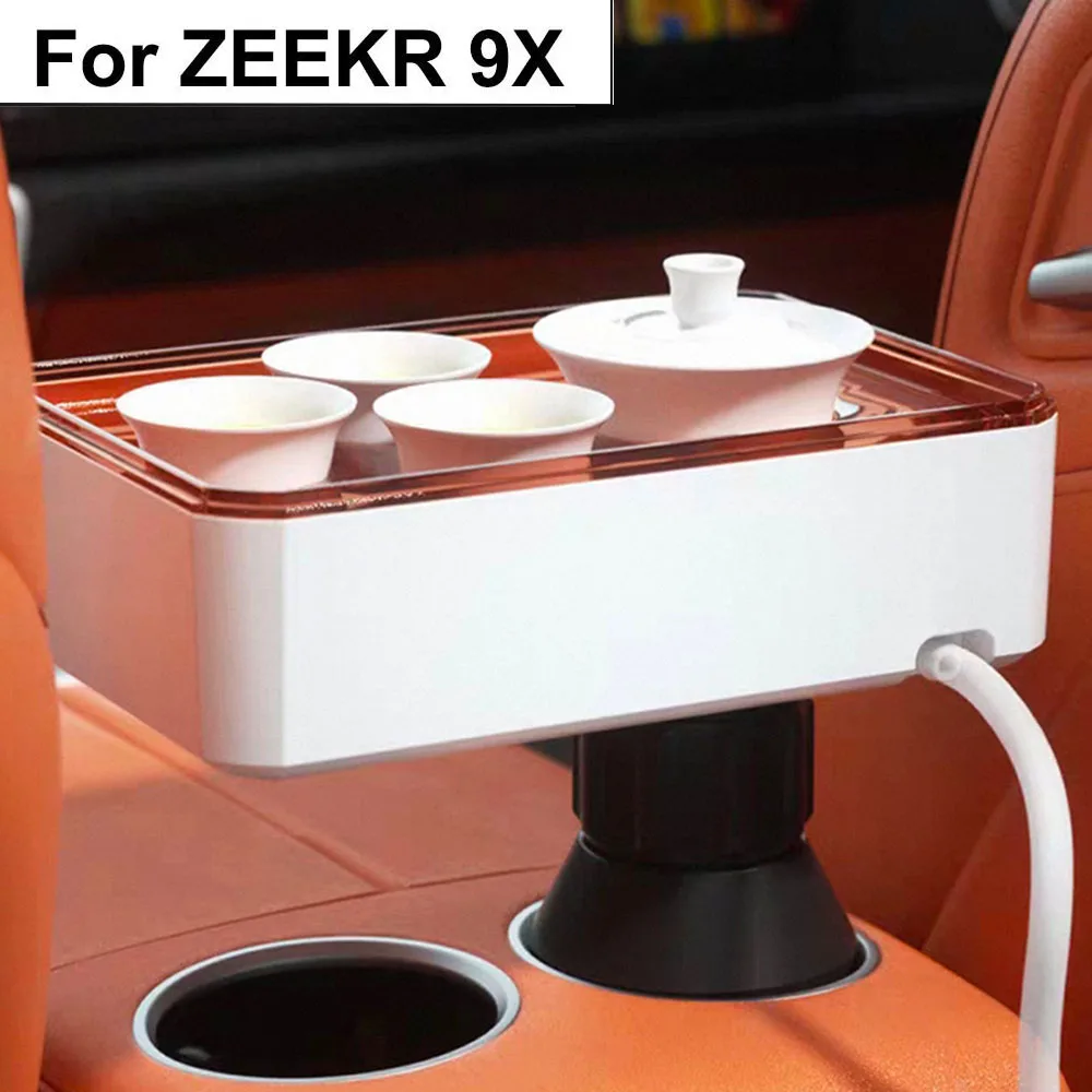 Portable Car Tea Set For ZEEKR 9X 2025 2026 Rotating Tea Tray For Car Cup Holder Travel Gaiwan Teacup Kit Auto Camping Tea