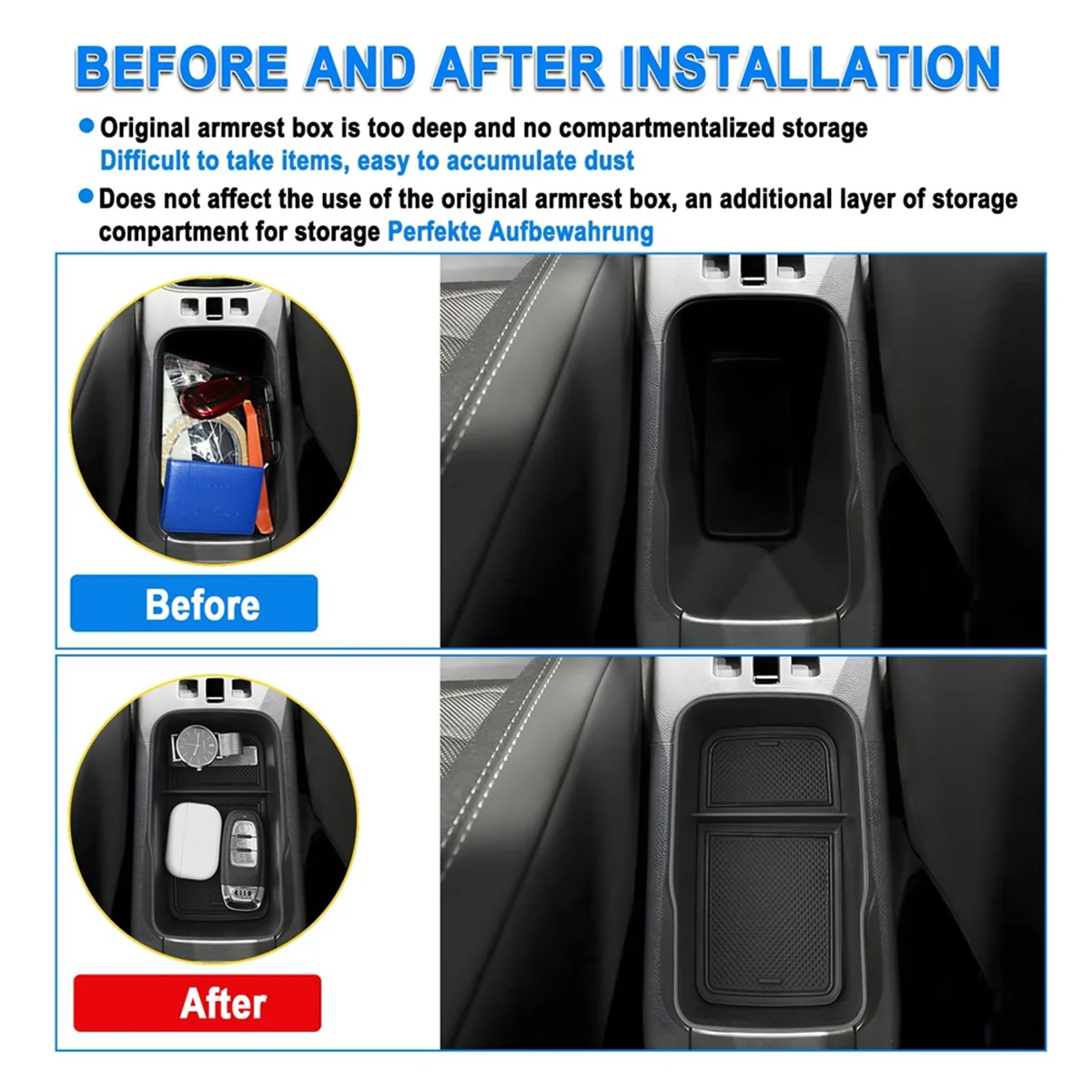 지프 어벤저 EV 2023 2024 글러브 박스, 센터 콘솔 오거나이저 팔걸이 보관 박스 트레이, 인테리어 액세서리