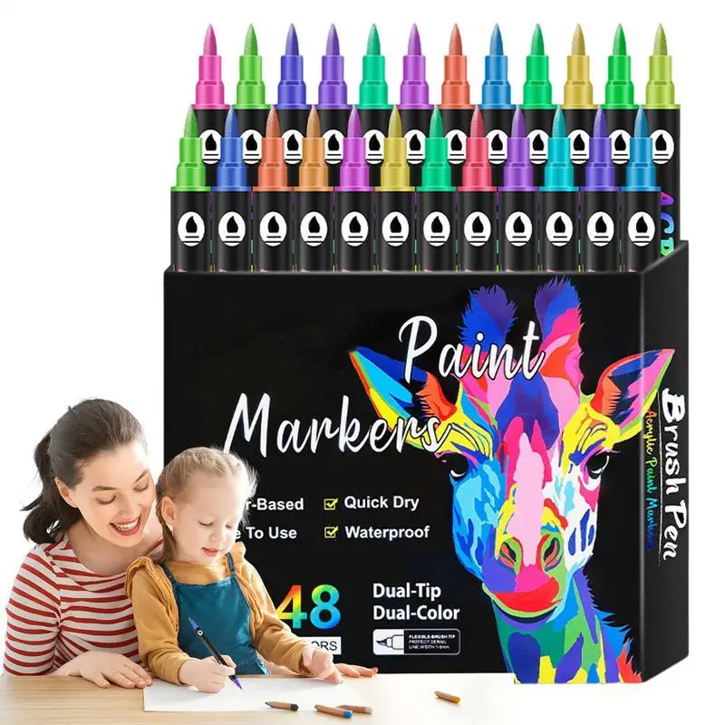 Marcadores de pintura de doble punta, marcadores para diario, marcadores de arte, bolígrafos para niños y adultos, marcadores para dibujar y dibujar para artistas