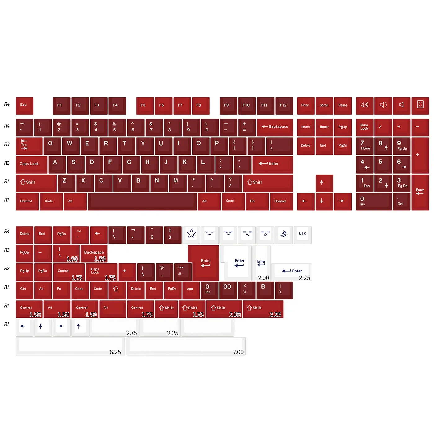 

Keycap PBT material two-color process bald head original height full set K75 alice 68 98 104