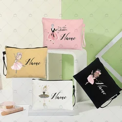 Ballet Girl Personalized Custom Cosmetic Makeup Bag Bridesmaid Bags Pencil Case Toiletry Travel Make Up Pouch Cosmetics Pouchs