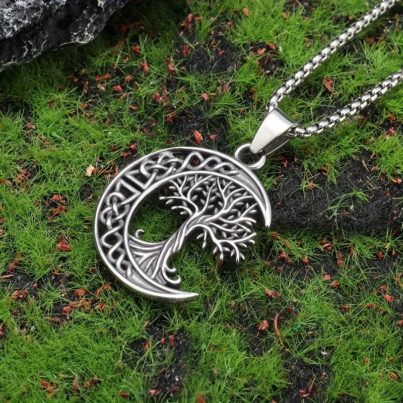 Retro ethnic style inspirational Y2K style life tree necklace, praying for peace and faith jewelry pendant, gift for family