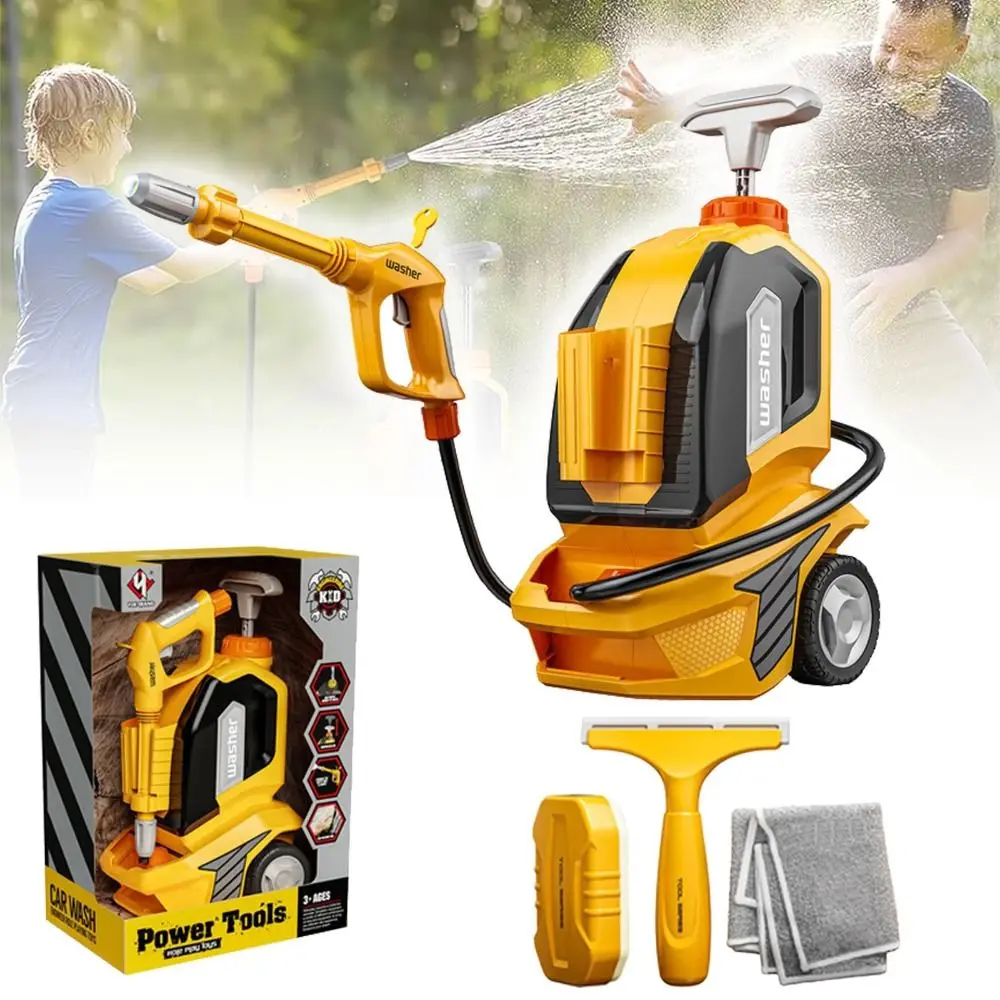 

Plastic Kids Power Washer Toy With Sponge&rag With Hnadheld Sprayer Kids Clean Car Wash Toy Develops Hand-Eye Coordination