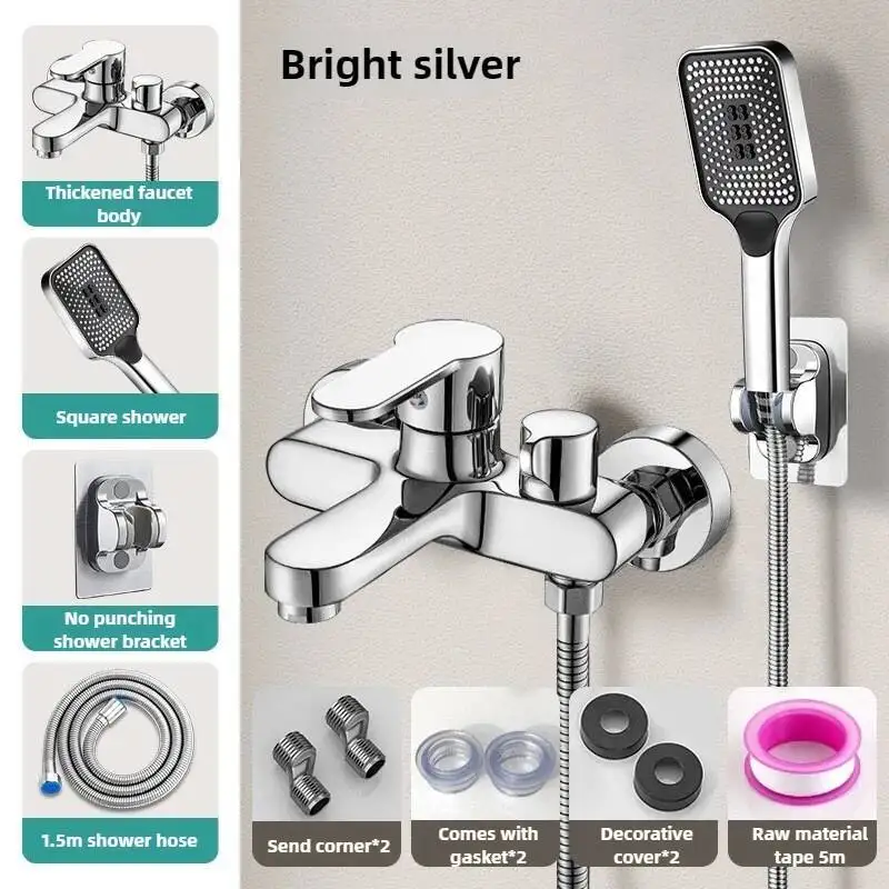 Set doccia con valvola, bagno, vasca da bagno, miscelatore, triplo rubinetto caldo e freddo