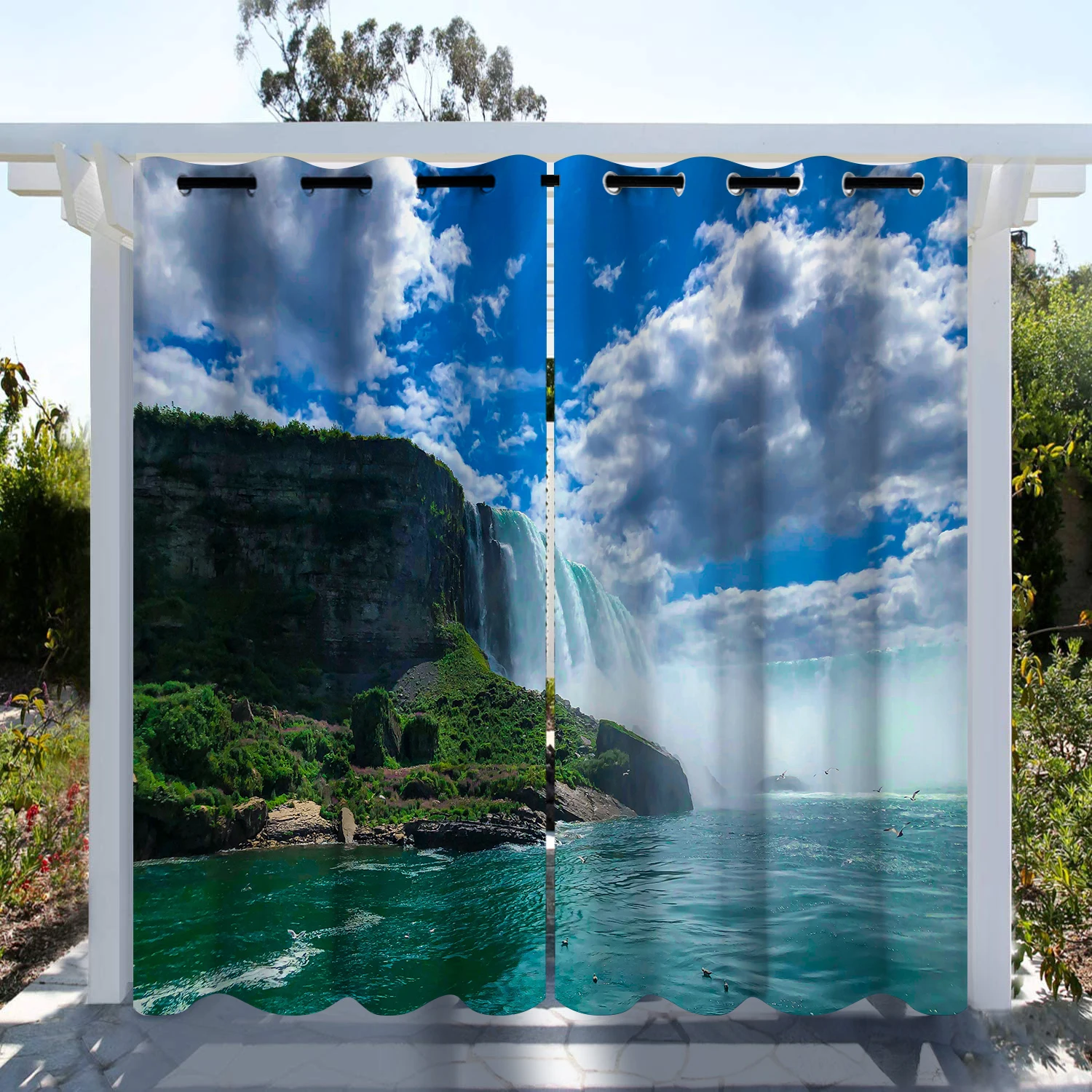 

Nature's Lakes and Mountains 3D Digital Print Sunshade CurtainLiving Room Bedroom Home Decoration 2 Panels