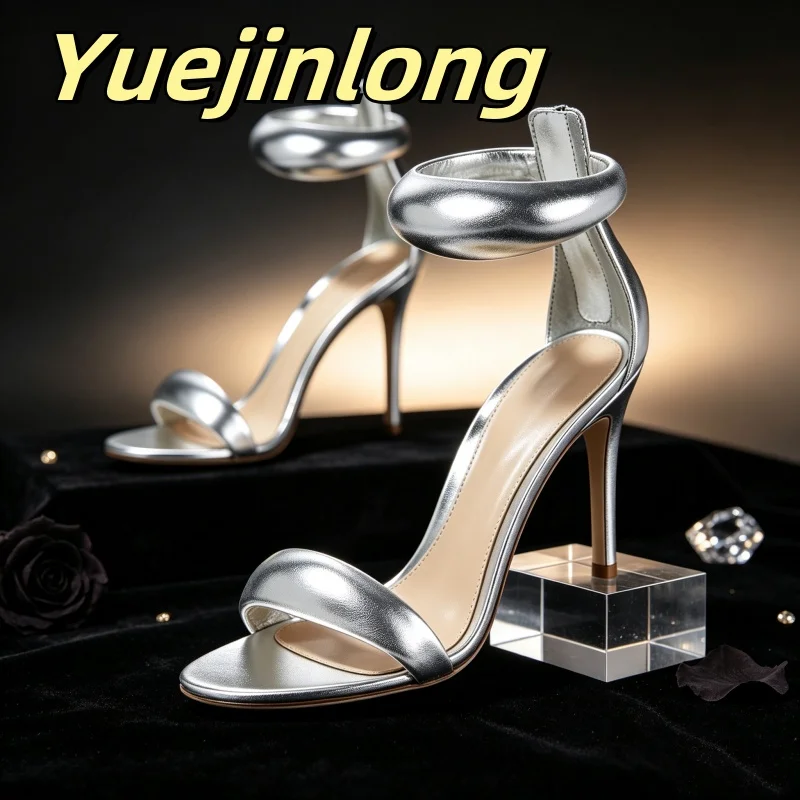 Yuejinlong Women Open‑Toe Stiletto Sandals 2026 Modern Euro‑Chic Elegant Shoes for Banquet Date & Party