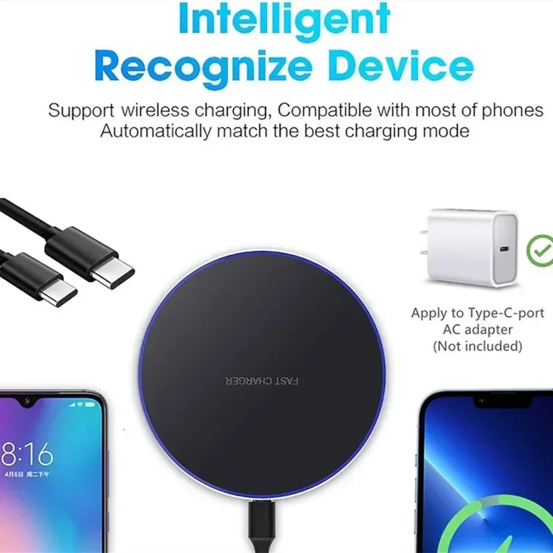 Wireless Charger Mobile Phone Chargers Pad Stand For iPhone 15 14 13 12 11 Pro Max 8 Samsung Xiaomi Fast Charging Dock Station