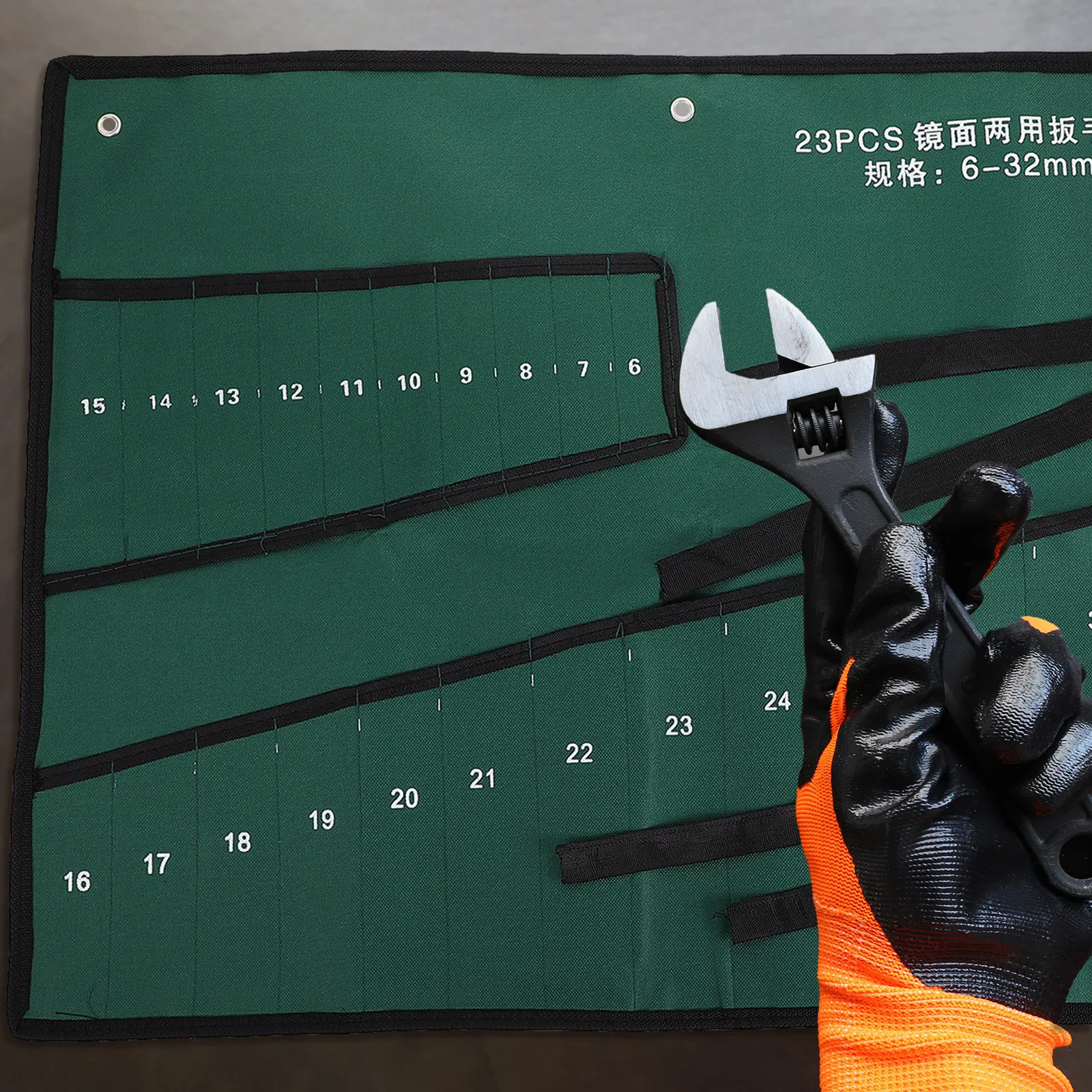 

Сумка для хранения гаечных ключей, 23 шт., холщовая, складная, органайзер для инструментов, портативный чехол для гаечных ключей, для набора ручных инструментов, с ремешками для крепления