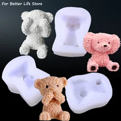 1PC przezroczysty 3 lovelyTeddy Bear Crystal Drop silikonowe formy do Diy gips aromaterapeutyczny narzędzie do dekoracji ciast łatwe usuwanie filmu