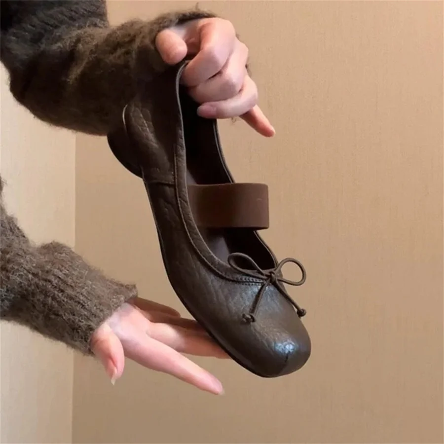 

Женские туфли Мэри Джейн на низком каблуке в стиле ретро с эластичной лентой, бантом и круглым носком, на толстом каблуке