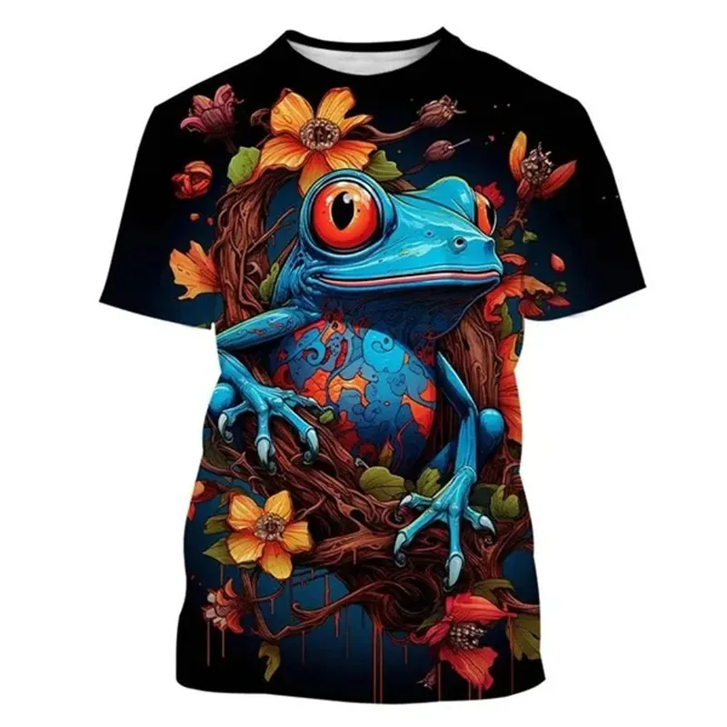 Summer Fashion Fun Personality Cartoon Tree Frog Graphic T-shirt For Men Trend Casual 3D Printed Round Neck Short Sleeve Tees