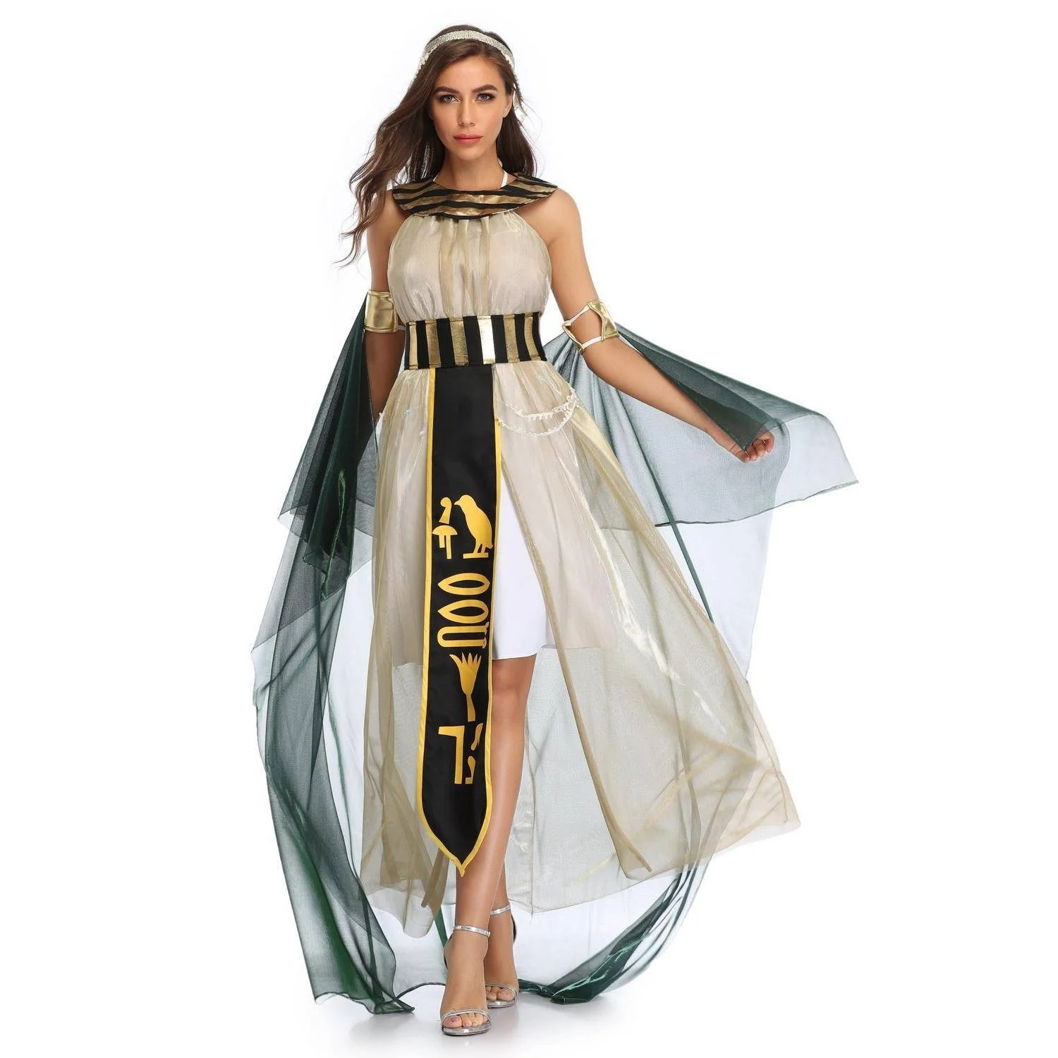 

loween Costume Cosplay Pharaoh Queen Godd Outfit Stage Opera Performance Clothes Women's Traditional Ethnic Stage Costume