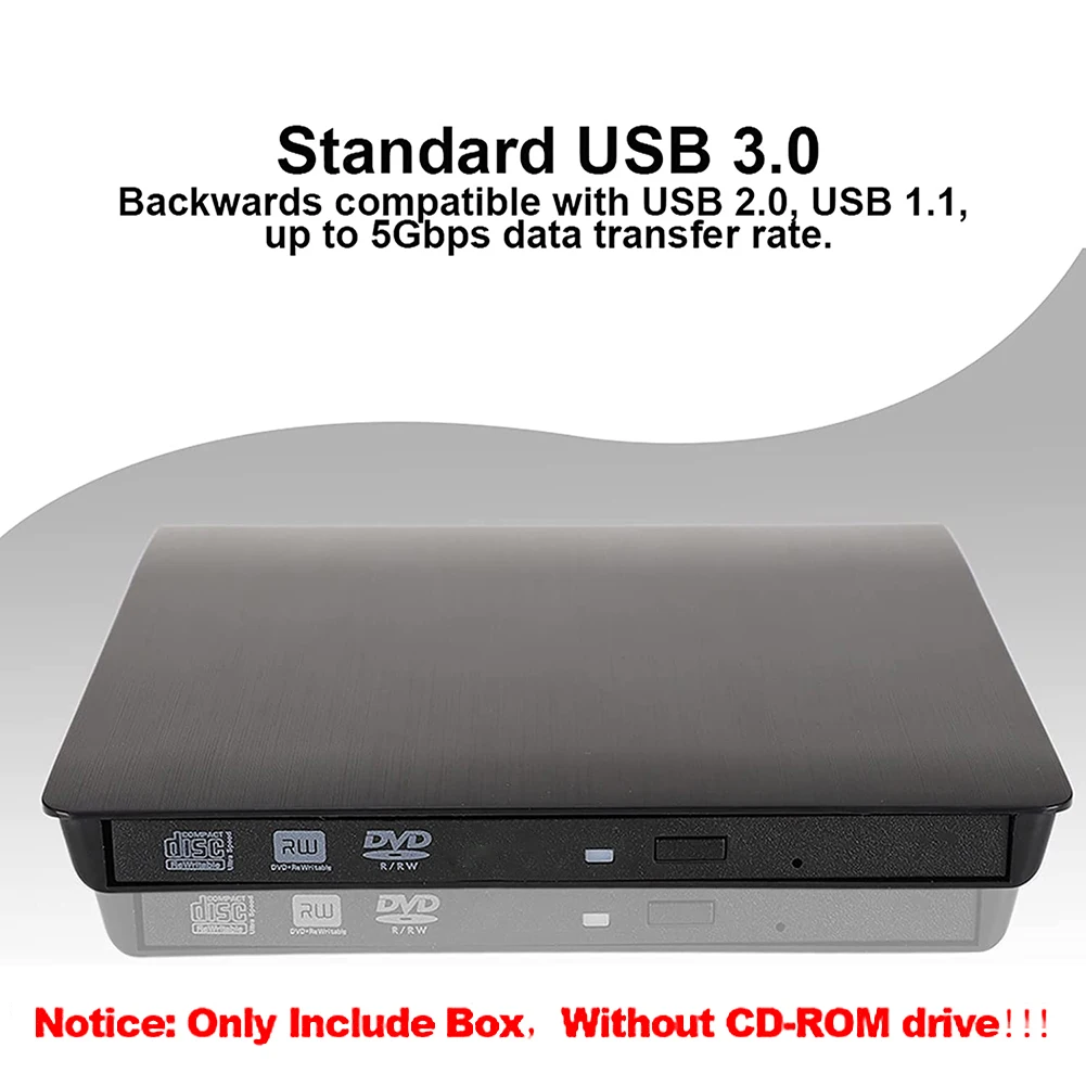 Drive Enclosure 5Gbps 12.7mm USB 3.0 SATA External DVD CD-ROM RW Player Optical Drives Enclosure Case for Laptop Desktop