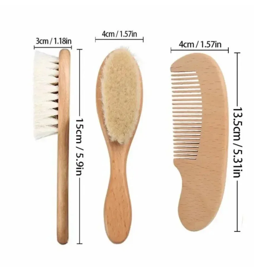 Baby Wood Brush Comb Beech Soft Wool Newborn Comb for Head Massager Baby Cleaning Shower Pure Natur Hairbrush Baby Care