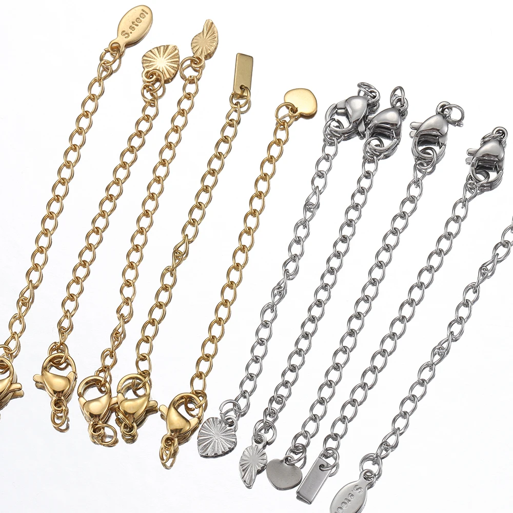 Queue d\'extension en acier inoxydable, fermoirs ster JOcorrigés, connecteur arc-en-ciel JOfor, bracelet et collier, bijoux de bricolage, 10 à 20
