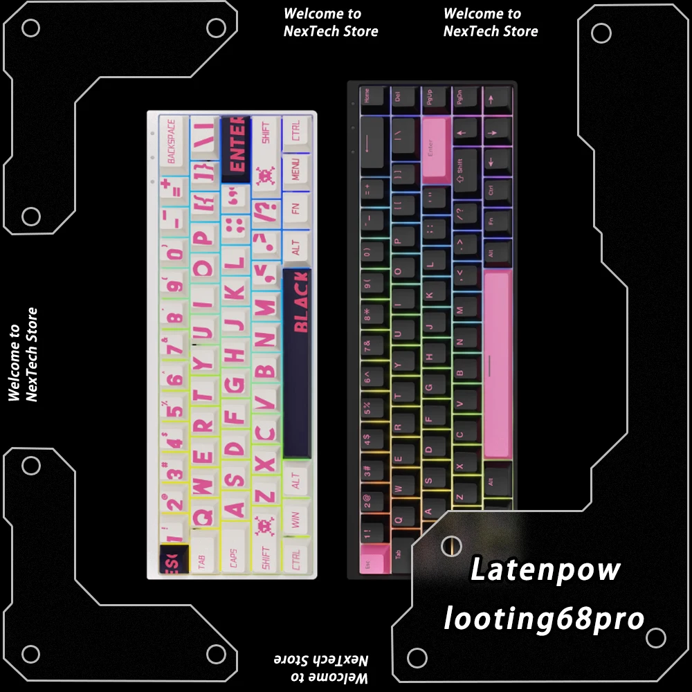 Latenpow looting68PRO Wired Mechanical Keyboard CNC Aluminium Alloy E-sports Keyboard RT 0.01mm RGB Light Hot Swap Customized