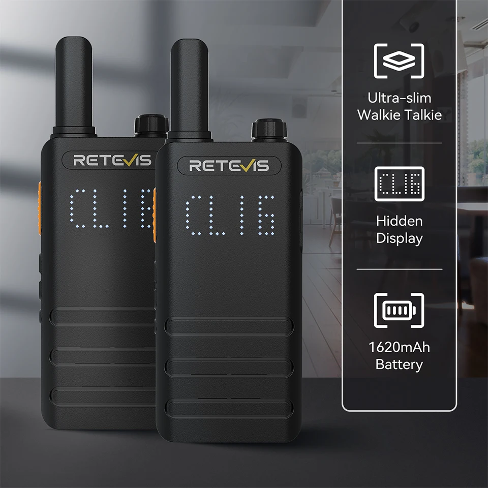 Retevis B63H Walkie-Talkie Mini-Funkgerät mit verstecktem Display, tragbares PMR446 VOX Profi-Funkgerät für Restaurant und Hotel – Detail 7