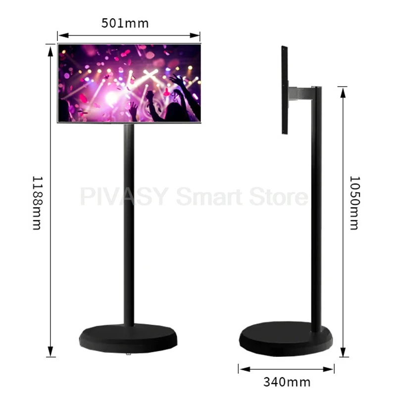 شاشة لمس ذكية 21.5 بوصة، حامل محوري للهاتف المحمول، بطارية 6000 مللي أمبير في الساعة، أندرويد 10 نقاط تعمل باللمس 100% sRGB لمكتب اللياقة البدنية المنزلي