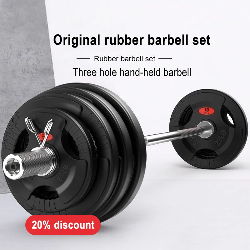 

Weightlifting Three Hole Grab Piece Fitness Bag Rubber Cast Iron Barbell Piece Abdominal Equipment Large Hole Barbell Piece