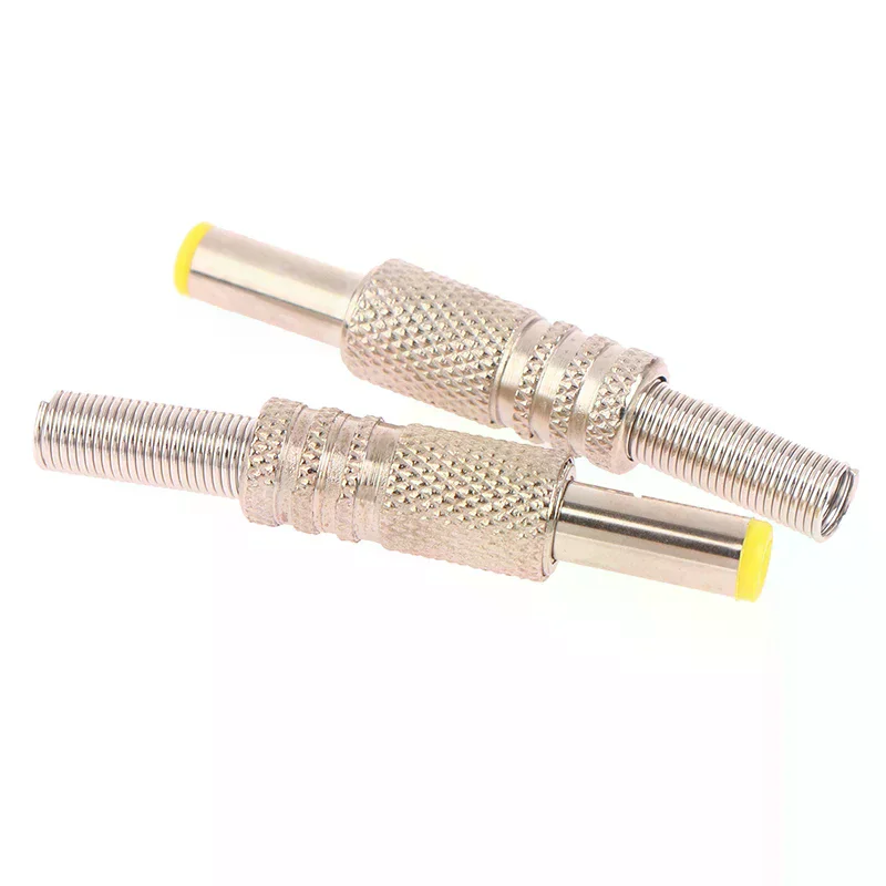 2Pcs 5.5x2.5mm DC Power Jack Male Plug Metal Connector Adapter With Yellow Head Adapter Connector Plug