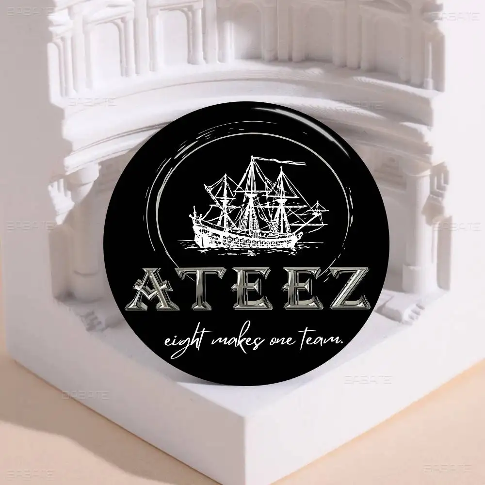 KPOP A-ATEEZ 32/44/58mm Round Cartoon Brooches Handmade Pins For Backpack Jewelry Accessories Gifts Creative Badge