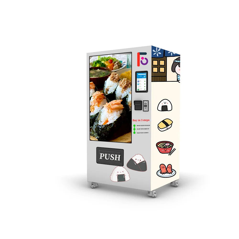 Factory Price Commercial Touch Screen Credit Card/Coin-Operated Sushi Chips Bread Combo Vending Machine for Snacks and Drinks