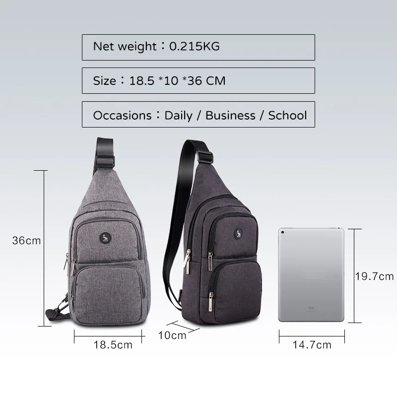 OIWAS Men Chest Bag Casual Multifunction Shoulder Bag Fashion Boys Sling Bag Crossbody Bags for Mens Travel Sport Messengers Bag